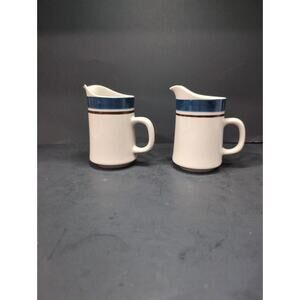 Sango Carousel Creamer Stoneware Set, Blue‎ Japan 802, Vintage Tableware, Set